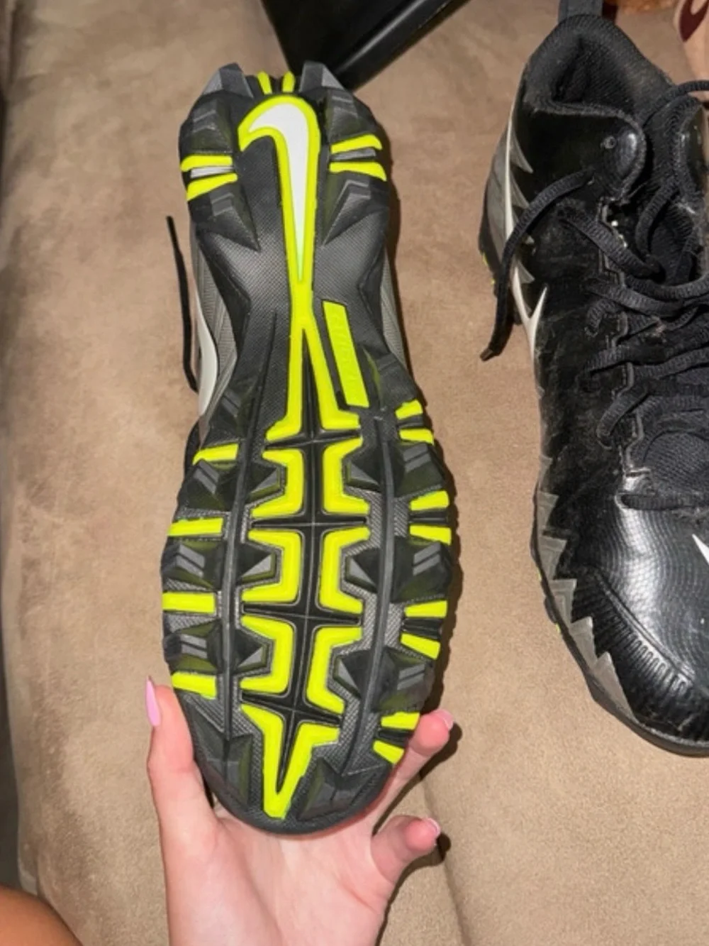 Nike Black, Silver and Neon Green Athletic Cleats